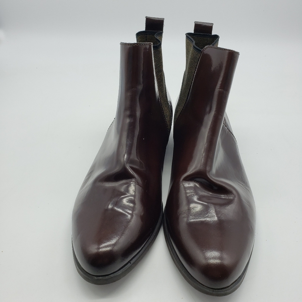 Wonders women EU 39 high shine leather Chelsea boots raisin brown metallic panel - Picture 2 of 13